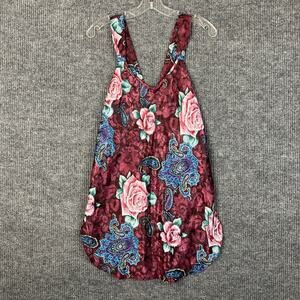 Vintage L.A. Intimates Womens Nightie Size Medium Burgundy Floral Made In USA